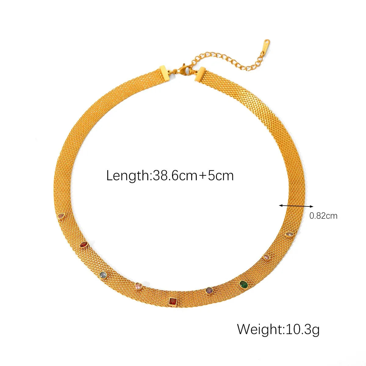 Trendy Necklace Bracelet Set for Women Stainless Steel Colorful Zircon Gold Plated Charm Wide Chain Jewelry Wholesale