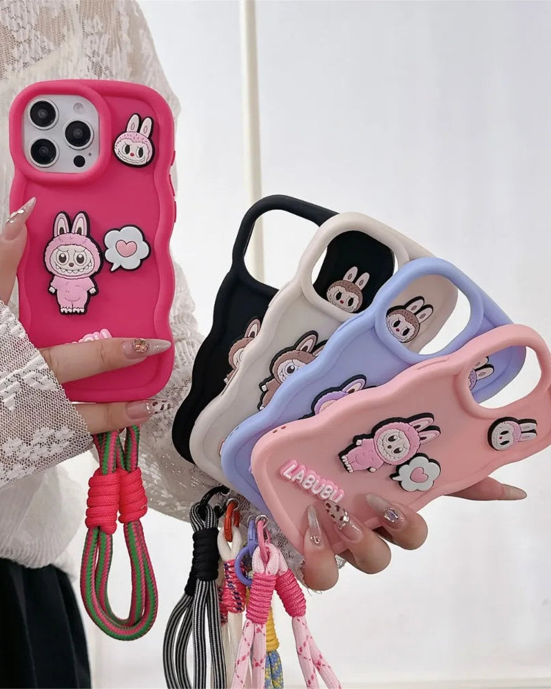 Labubu Cartoon Case with Strap – Soft & Anti-Slip Protection