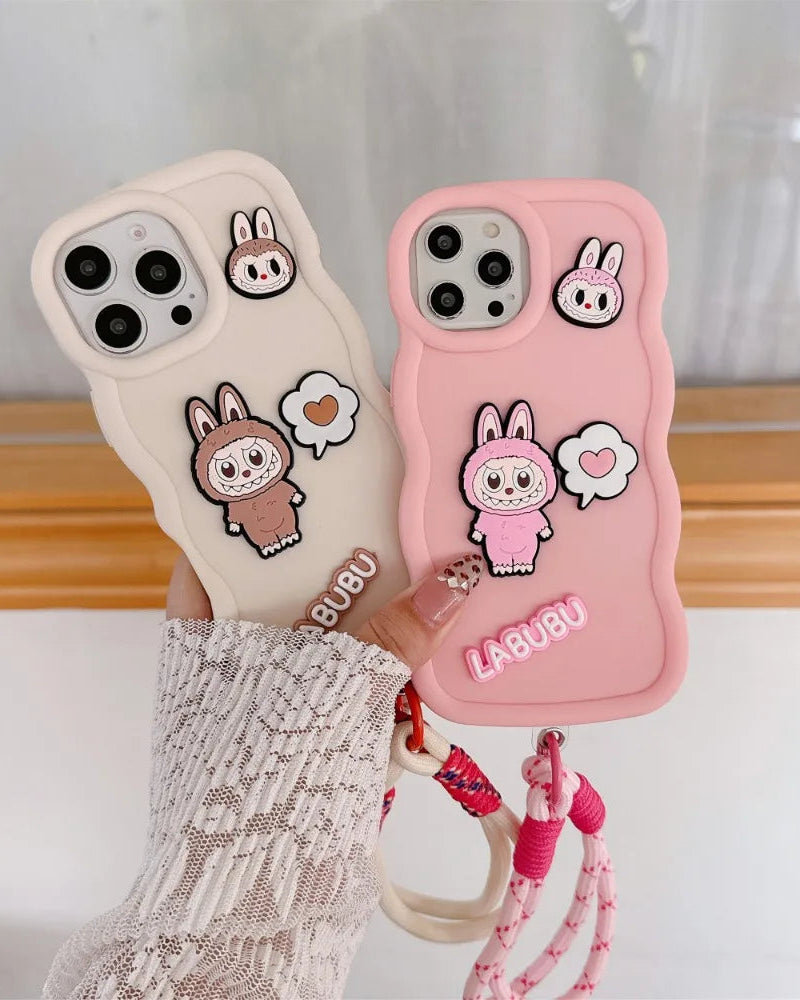 Labubu Cartoon Case with Strap – Soft & Anti-Slip Protection