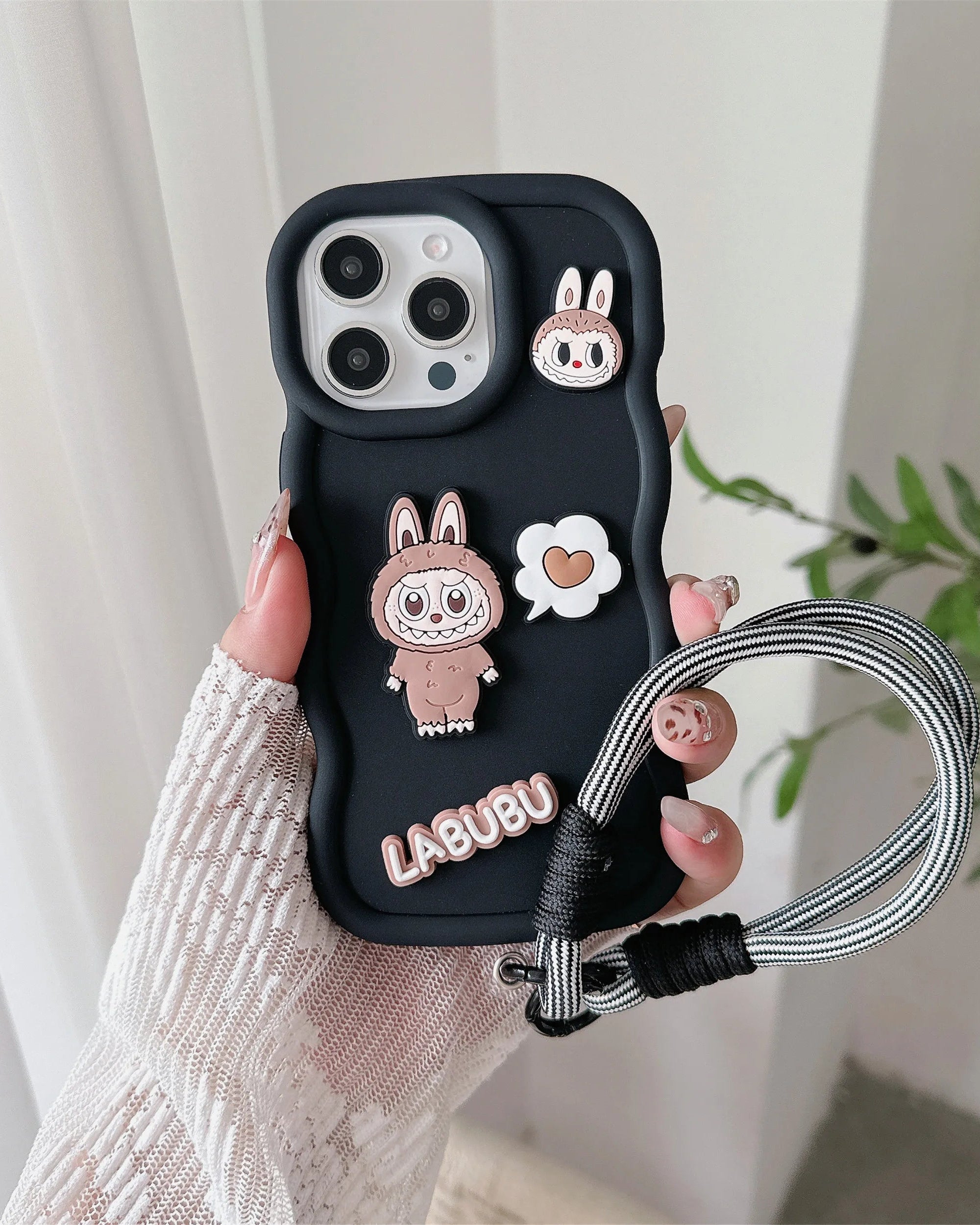 Labubu Cartoon Case with Strap – Soft & Anti-Slip Protection