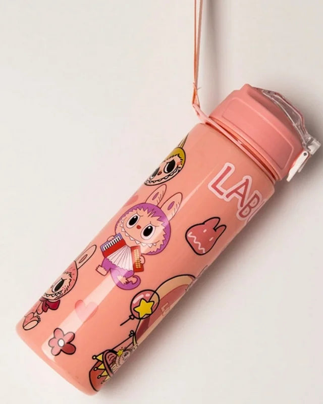 Labubu Water Bottle Cute Leak Proof Straw Cup with Carrying Strap Kids School & Sports