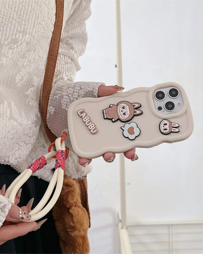Labubu Cartoon Case with Strap – Soft & Anti-Slip Protection