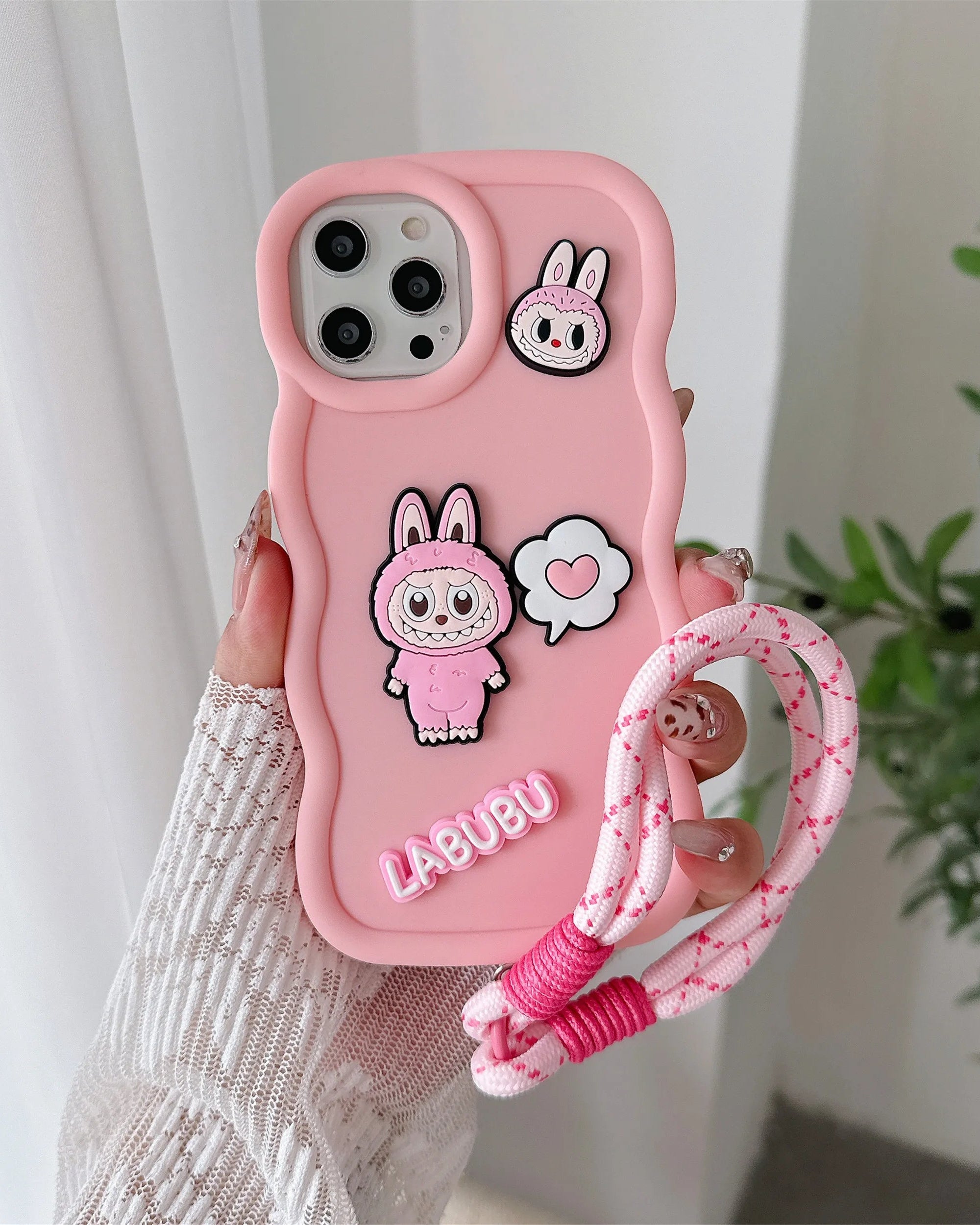 Labubu Cartoon Case with Strap – Soft & Anti-Slip Protection